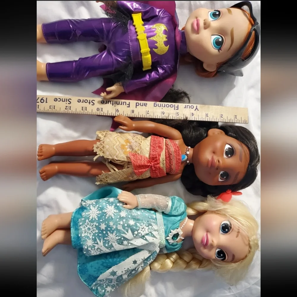 :*3 toddler Disney Princess Doll Baby 13" singing Frozen Elsa Moana & DC batgirl - Picture 14 of 15